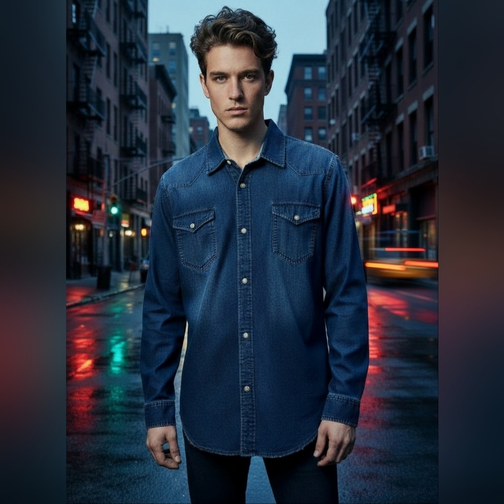 New XXL Scotch & Soda Blue Denim Shirt